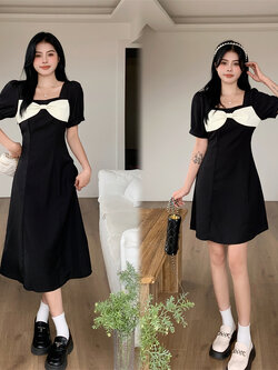 เดรสแขนสั้น มีไซส์ L-4XLอก 38-47 นิ้ว ใส่ได้ทั้งสาวหุ่นดีน่ารักจนถึงสาวอวบพลัสไซส์ จัดส่งฟรี! ทักแชทสั่งซื้อ