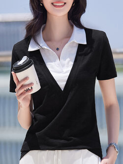 เสื้อยืดสีดำ แฟชั่น เสื้อยืด T-shirt สีดำ สวมใส่สบาย ไม่ร้อน