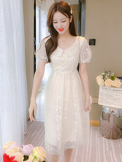 เดรสวัยรุ่น เดรสลูกไม้ชีฟอง By Meiyi women's clothing