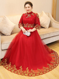 ชุดแต่งงานคนอ้วน ชุดแต่งงานจีน คนอ้วน ชุดเจ้าสาวไซส์ใหญ่ ชุดเจ้าสาวอ้วน ชุดเจ้าสาวอวบ