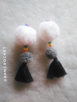 ต่างหูถักโครเชต์ crochet earrings หลากสี 5 นิ้ว