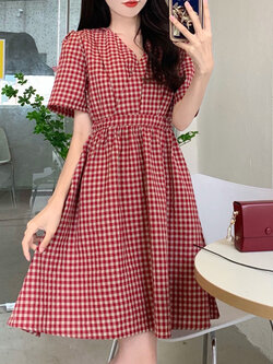 เดรสแขนสั้นมีไซส์L-4XLอก38-47นิ้ว