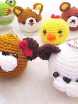 พวงกุญแจหัวตุ๊กตาถัก ขนาดสูง 2 นิ้ว head amigurumi crochet keychains