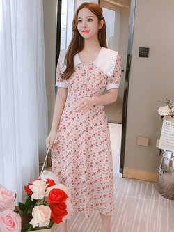 เดรสวัยรุ่น เดรสลูกไม้ชีฟอง By Meiyi women's clothing