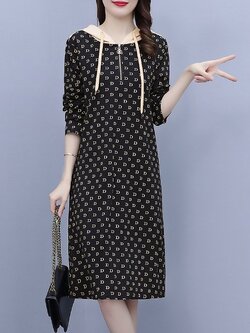 ชุดเดรสคนอ้วนแขนยาว ชุดเดรสคนอ้วนสไตล์เกาหลี เดรสแขนยาว