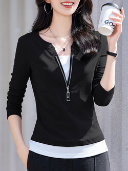 เสื้อยืดสีดำ แฟชั่น เสื้อยืด T-shirt สีดำ สวมใส่สบาย ไม่ร้อน