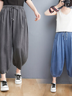 กางเกงยีนส์ญี่ปุ่น กางเกงยีนส์เอวยืด กางเกงยีนส์ขายาว By LZcotton and linen