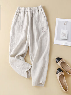 กางเกงผ้าลินิน กางเกงผ้าลินินหญิง กางเกงผ้าลินิน เอว ยางยืด