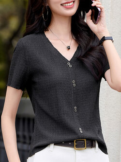 เสื้อยืดสีดำ แฟชั่น เสื้อยืด T-shirt สีดำ สวมใส่สบาย ไม่ร้อน