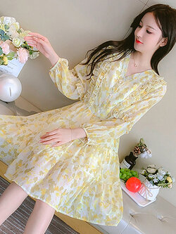 เดรสวัยรุ่น เดรสลูกไม้ชีฟอง By Meiyi women's clothing