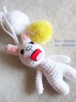 ที่ห้อยกระเป๋า พวงกุญแจตุ๊กตา ตุ๊กตาไลน์ถักไหมพรม line dolls pom pom amigurumi crochet keychain