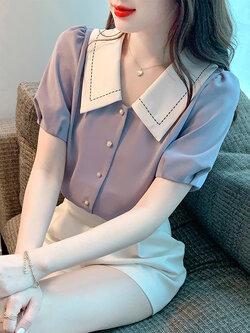 เสื้อลูกไม้ แขนสั้น