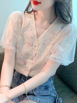 เสื้อลูกไม้ แขนสั้น