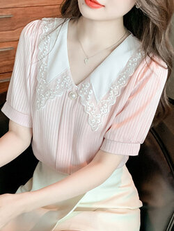 เสื้อลูกไม้ แขนสั้น