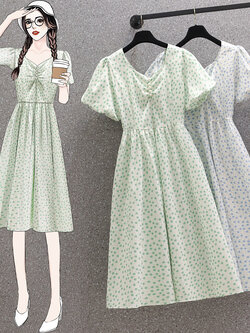 เดรสแขนสั้น มีไซส์ L-4XLอก 38-47 นิ้ว ใส่ได้ทั้งสาวหุ่นดีน่ารักจนถึงสาวอวบพลัสไซส์