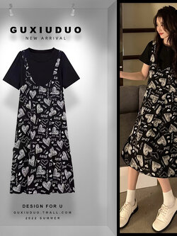 เดรสแขนสั้นมีไซส์L-4XLอก38-47นิ้ว