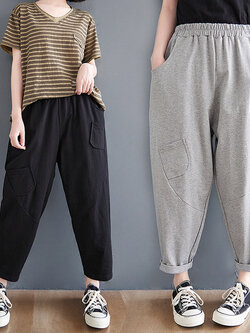 กางเกงผ้าลินิน กางเกงขายาว กางเกงผ้าลินินญี่ปุ่น กางเกงผ้าลินิน เอว ยางยืด By LZcotton and linen