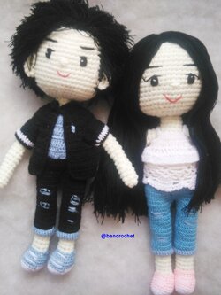 Bancrochet ตุ๊กตาคู่รักถักโครเชต์ Crochet couple doll หลากสี 11 นิ้ว