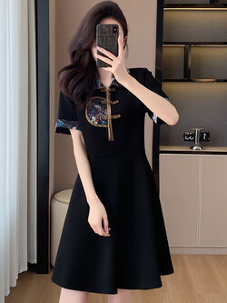 เดรสสีดำ ชุดเดรสคนอ้วน ชุดเดรสสาวพลัสไซส์ XL-5XL