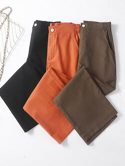 กางเกงผ้าลินิน กางเกงขายาว กางเกงผ้าลินินญี่ปุ่น กางเกงผ้าลินิน เอว ยางยืด By LZcotton and linen