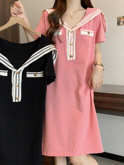 เดรสแขนสั้น มีไซส์ L-4XLอก 38-47 นิ้ว ใส่ได้ทั้งสาวหุ่นดีน่ารักจนถึงสาวอวบพลัสไซส์ จัดส่งฟรี! ทักแชทสั่งซื้อ