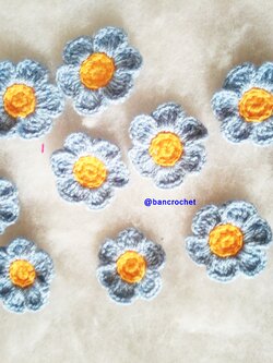 Bancrochet ดอกไม้ถักโครเชต์ crochet flowers คราม 3 cm