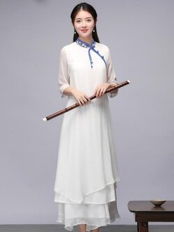 ชุดเดรสคอจีนสวยๆ ชุดแซกคอจีน ลูกไม้ ชุดคอจีนสวยๆ เสื้อกี่เพ้า คอจีน
