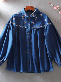 เสื้อลินิน เสื้อผ้าฝ้ายลินิน เสื้อเชิ้ตผ้าลินิน ปักลายสวยๆด้วยด้าย สไตล์VINTAGE