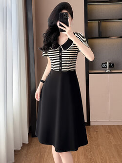 เดรสสีดำ ชุดเดรสคนอ้วน ชุดเดรสสาวพลัสไซส์ XL-5XL