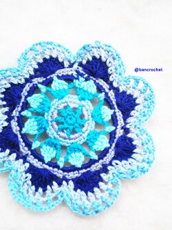 Bancrochet ที่รองแก้วถักโครเชต์ crochet coasters หลากสี 4 นิ้ว