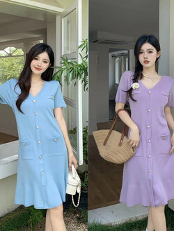 เดรสแขนสั้น มีไซส์ L-4XLอก 38-47 นิ้ว ใส่ได้ทั้งสาวหุ่นดีน่ารักจนถึงสาวอวบพลัสไซส์ จัดส่งฟรี! ทักแชทสั่งซื้อ