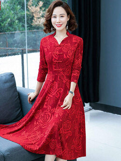 เดรสวัยผู้ใหญ่40-60ปีเดรสคุณแม่