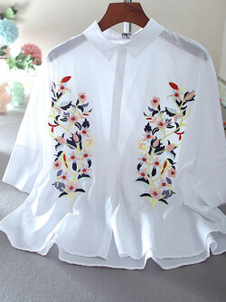 เสื้อลินิน เสื้อผ้าฝ้ายลินิน เสื้อเชิ้ตผ้าลินิน ปักลายสวยๆด้วยด้าย สไตล์VINTAGE BY Dreamroom