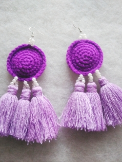 ต่างหูถักโครเชต์ crochet earrings หลากสี 5 นิ้ว