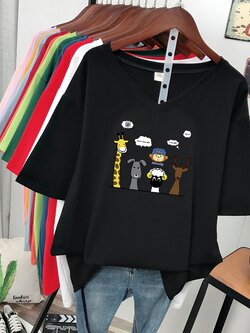 เสื้อยืดคอตตอน สกรีนลายน่ารัก มีหลากหลายสี ส่งฟรีทั่วไทย BY JIMIAO