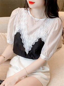 เสื้อลูกไม้ แขนสั้น