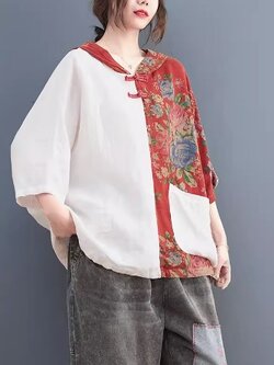 เสื้อลินินคนอ้วน เสื้อทีเชิ้ตคนอ้วนผู้หญิง