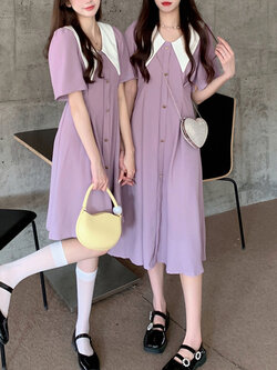 เดรสวัยรุ่น-เดรสคนอ้วนวัยรุ่น L-4XL(อก38-46 นิ้ว)