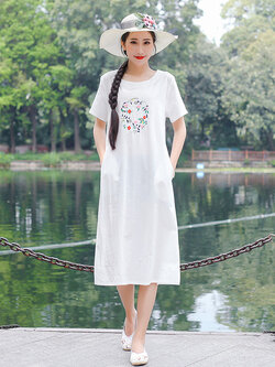 เสื้อผ้าฝ้าย เสื้อผ้าลินิน สไตล์ฤดูร้อน BY Lian Zhi Cotton and linen art สไตล์VINTAGE มีขนาดไซส์อกประมาณ 35-40 นิ้ว