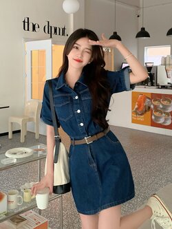 เดรสคนอ้วน เดรสสาวอวบ ชุดเดรสคนอ้วนวัยรุ่นแขนสั้น BY PLUS SIZE Girl