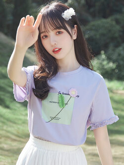 เสื้อผ้าวัยรุ่นเกาหลี เสื้อยืดวัยรุ่นผู้หญิง มีขนาด S M L XL