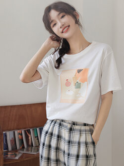 เสื้อผ้าวัยรุ่นเกาหลี เสื้อยืดวัยรุ่นผู้หญิง มีขนาด S M L XL