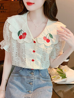 เสื้อลูกไม้ แขนสั้น