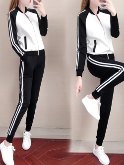 ชุดวอร์ม สูทเกาหลี Jumpsuit ชุดจั้มสูท ชุดเซท 2 ชิ้น ชุดกีฬาผู้หญิง ชุดออกกำลังกาย เสื้อกันหนาว ชุดวอร์มคู่