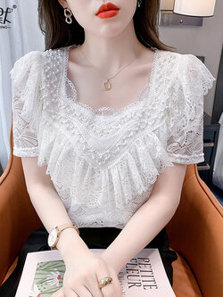 เสื้อลูกไม้ แขนสั้น