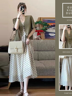 เดรสแขนสั้นมีไซส์L-4XLอก38-47นิ้ว