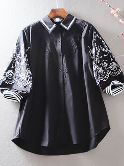 เสื้อลินิน เสื้อผ้าฝ้ายลินิน เสื้อเชิ้ตผ้าลินิน ปักลายสวยๆด้วยด้าย สไตล์VINTAGE