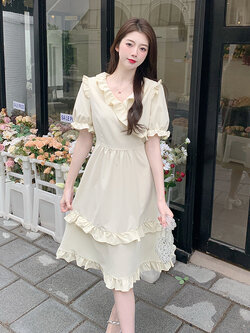 เดรสแขนสั้น มีไซส์ L-4XLอก 38-47 นิ้ว ใส่ได้ทั้งสาวหุ่นดีน่ารักจนถึงสาวอวบพลัสไซส์