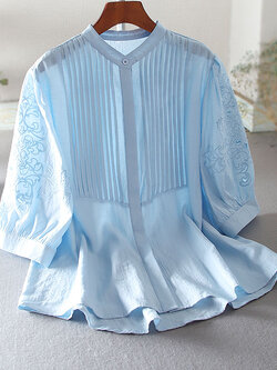 เสื้อลินิน เสื้อผ้าฝ้ายลินิน เสื้อเชิ้ตผ้าลินิน ปักลายสวยๆด้วยด้าย สไตล์VINTAGE