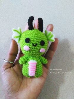 มังกรเขียว ขนาด 4 นิ้ว green dragon amigurumi crochet 4 inches